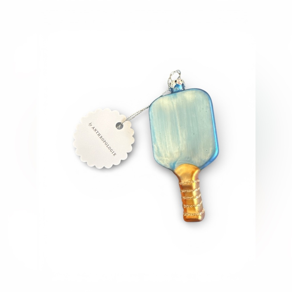 Anthropologie Pickleball Paddle Glass Ornament Raquet Sports Racket Blue NWT - Picture 4 of 5